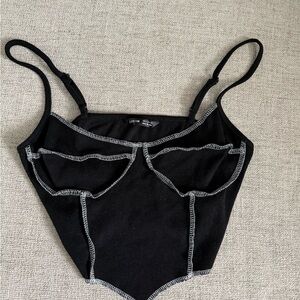 SHEIN Black Contrast Stitch Top